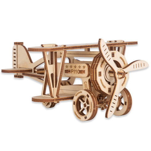 3D Wooden Puzzle, Double Wing Aircraft